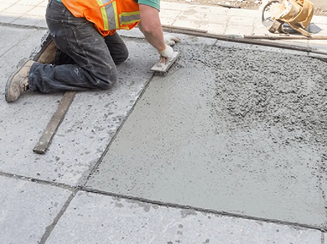 Professional repairing a concrete floor in Oakland, CA