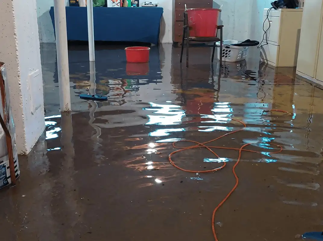 Basement with boiler, cabinets and washing machine completely flooded in Oakland, CA