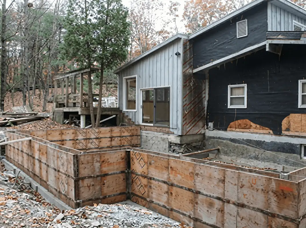 Prepared site with foundation forms for home remodeling and addition project in Oakland, CA